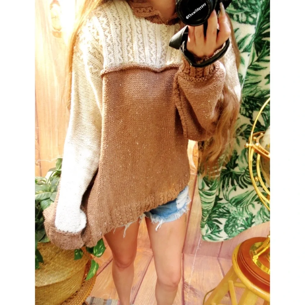 Vintage 70’s speckled chunky hand knit sweater 🍁 - Picture 3 of 8